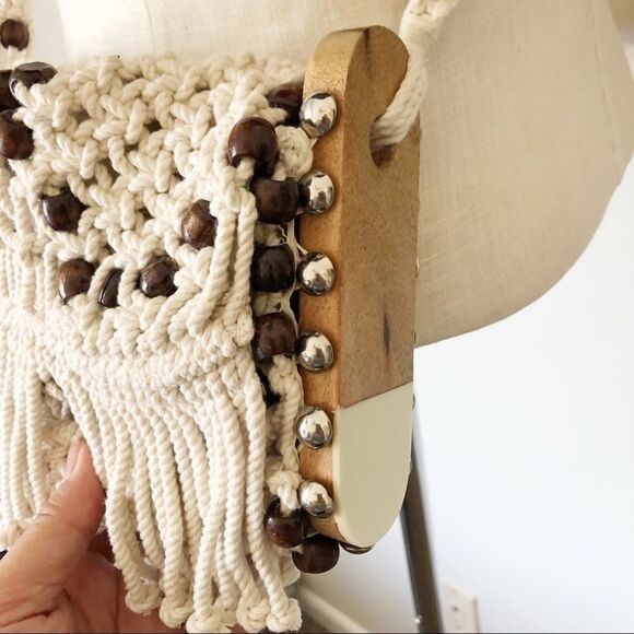 New Straw Studio Macrame Flap shoulder bag NWT - Picture 6 of 9